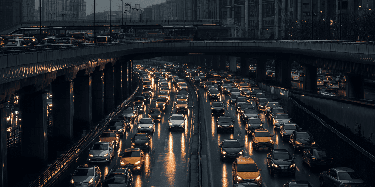 verkeer en vervoer in een drukke stad